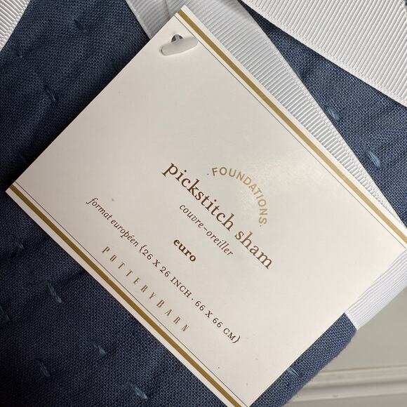 Potterybarn Pickstitch Sham Euro Cotton Linen Sham -1 NEW - Picture 2 of 4